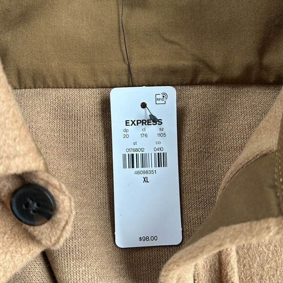 Men's Express Brown Shirt Jacket - Picture 2 of 2
